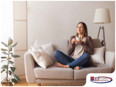 Woman relaxing on the living room