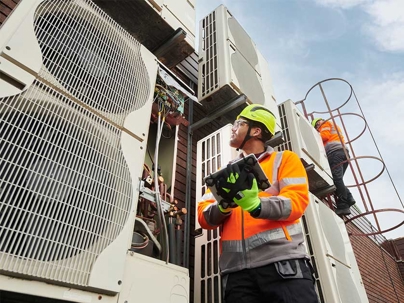 a professional technician doing an inspection