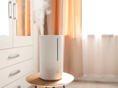 a humidifier in the living room