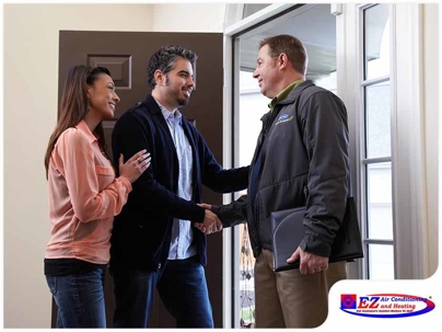 Couple happy with the technician