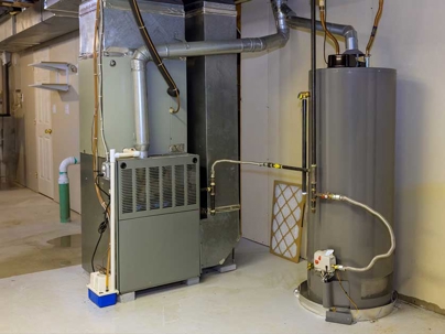 a furnace and a water heater set up