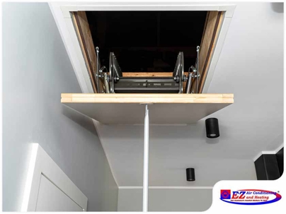 ceiling attic ladder that is partially opened